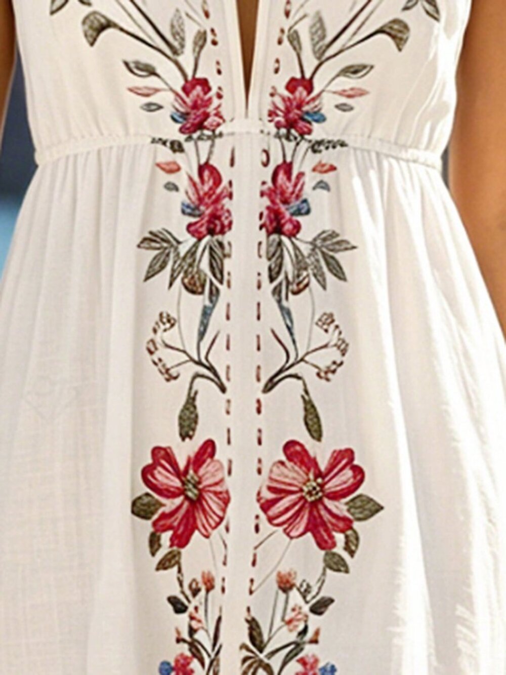 Apricot Boho Women's style Floral Print Spaghetti Strap High Waist Dress - Picture 6 of 6